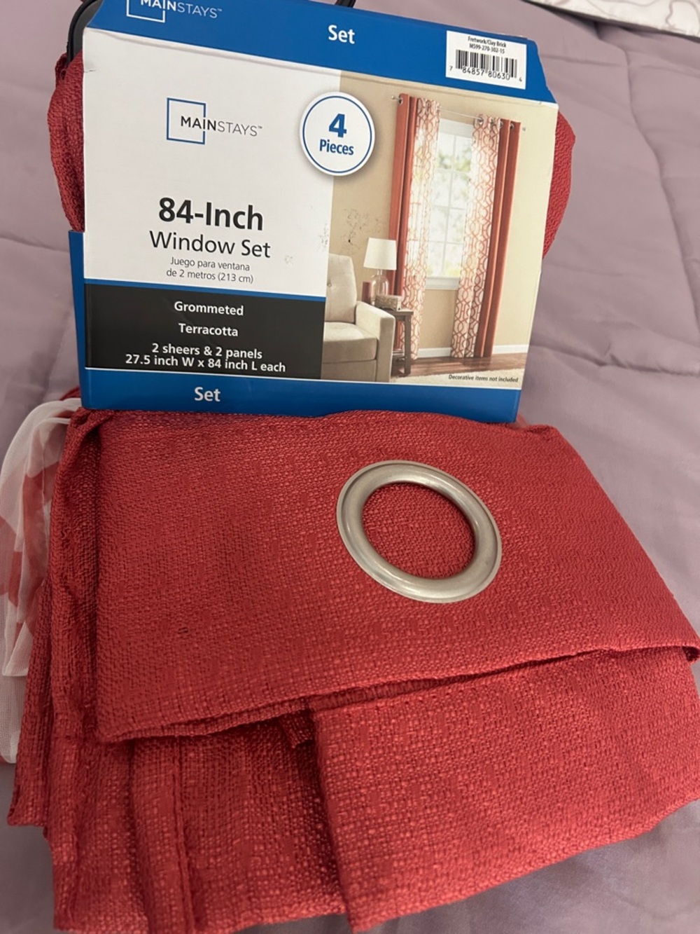 Mainstays Terracotta Grommet Curtain Set - Red